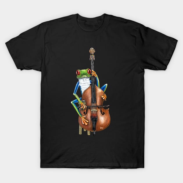 Bass Frog T-Shirt by GardenPartyArt